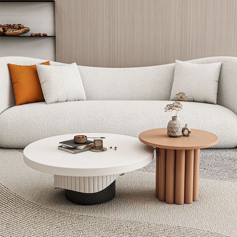 Pedestal Round Coffee Table Set Modern Minimalist Cocktail Table