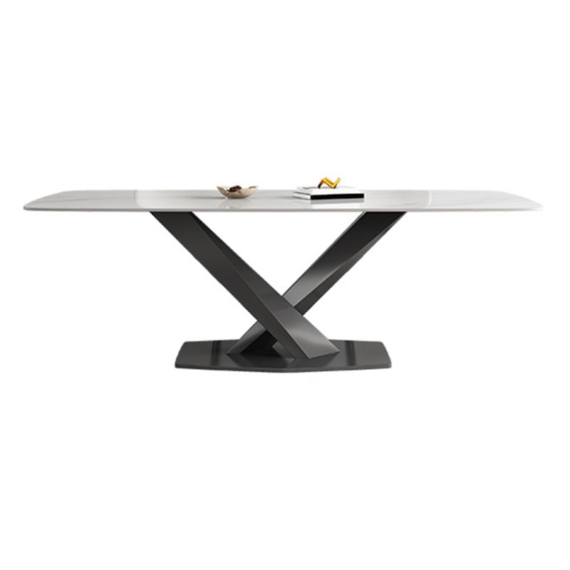 Industrial Style Rectangle Table Sintered Stone Dining Table with Metal Legs for Home