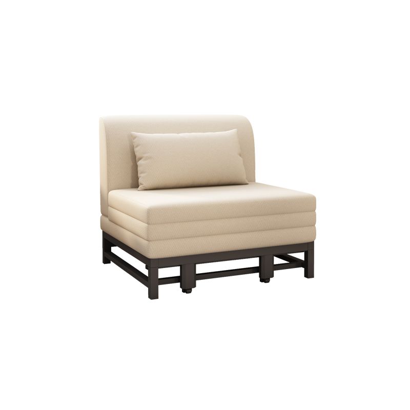 Creamy-white Contemporary Linen Armless Sofa Bed Standard Sofa for Living Room