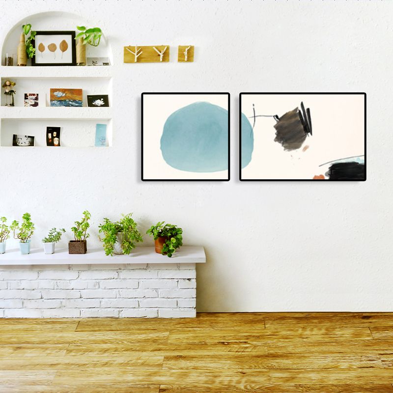 Abstract Painting Canvas Print Multi-Piece Modern Bedroom Wall Art in Soft Color