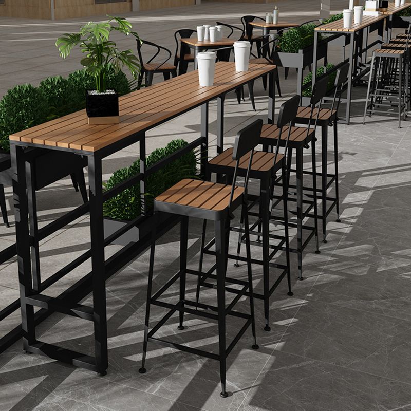 Industrial 41.3"H Bar Table Rectangular Wooden Top Table for Patio