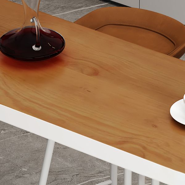 Metal Contemporary Freeform Dining Table Pine Wood Top Table