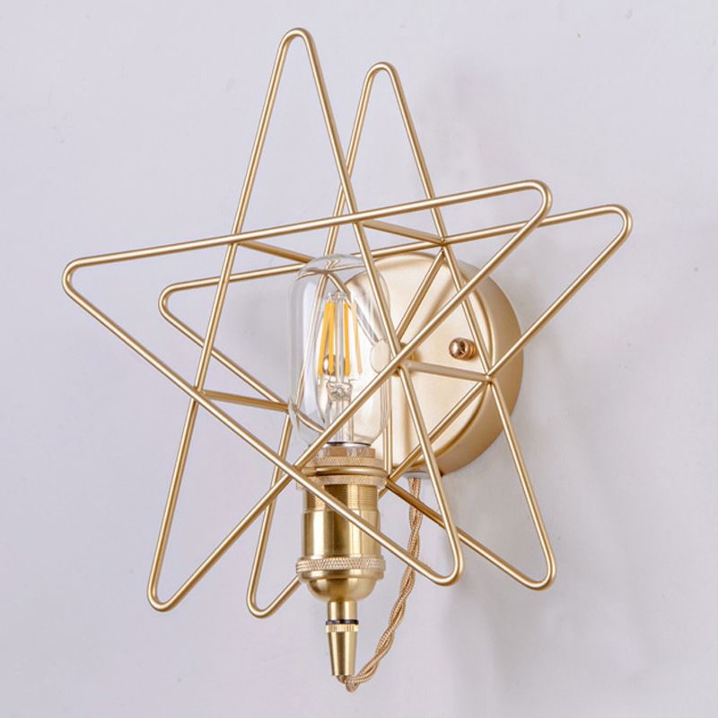 Modernist Wall Sconce Star-Shade Sconce Light with Metal for Bedroom