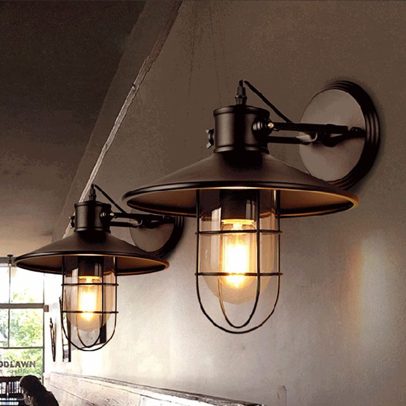 1-Light Clad Cone Wall Lamp Fixtures Industrial Style Metal Wall Mounted Light Fixture