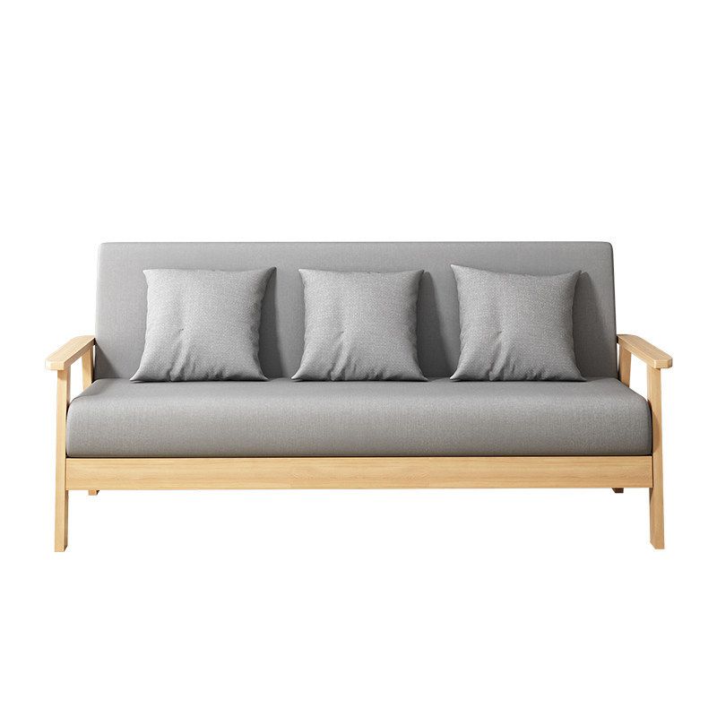 Fabric Square Arm Slipcovered 2/3 Seat Sofa Solid Color Sofa for Apartment