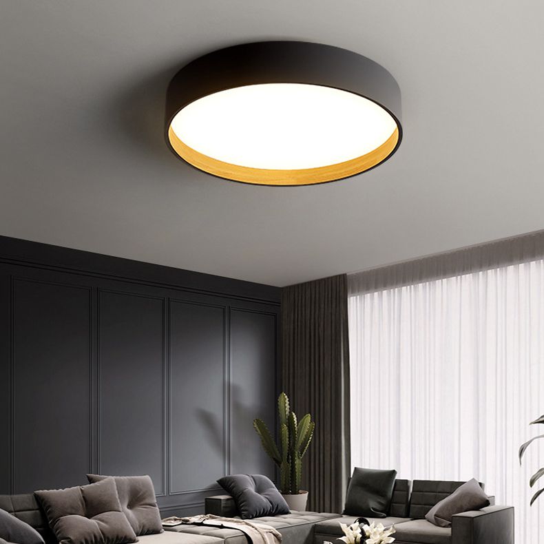 Modern Minimalist Circular LED Flush Mount Wrought Iron Ceiling Fixture with Acrylic Shade