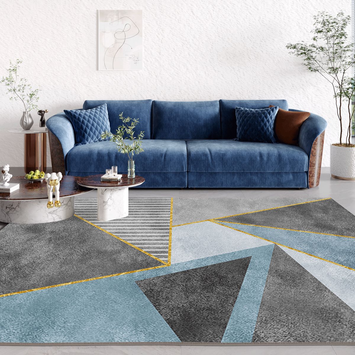 Magnifique tapis de zone de polyester tapis lavable tapis de support sans glissement pour salon