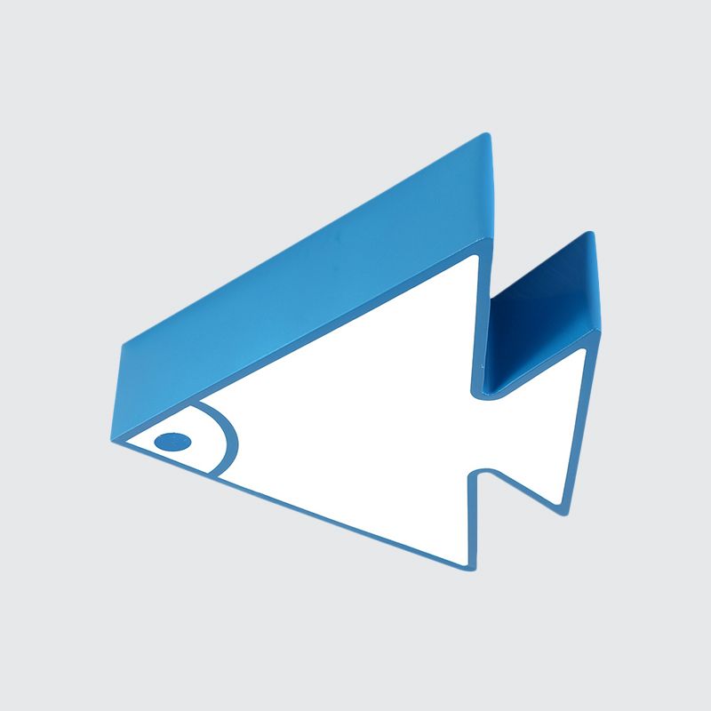 Fish Ceiling Mounted Lamp Children Acrylic LED Kindergarten Flush Light Fixture in Red/Green/Blue