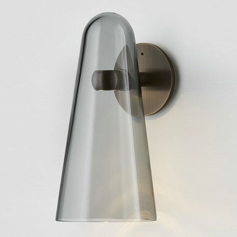 Nordic Glass Shade Wall Sconce Light 1 Light Metal Arm Wall Lamp for Bedside Corridor