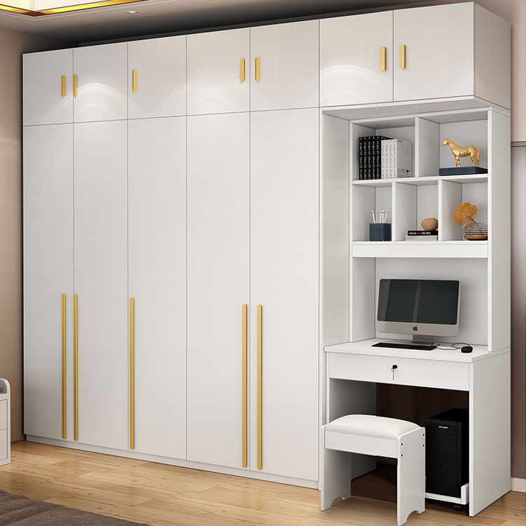White Colour Wardrobe Wooden 1 Drawer Wardrobe Closet for Bedroom