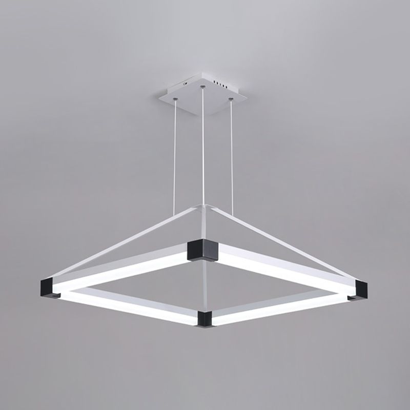 Rhombus Pendant Light Fixture Modern Metal White/Coffee LED Hanging Chandelier in Warm/White Light, 18"/23.5"/31.5" Wide