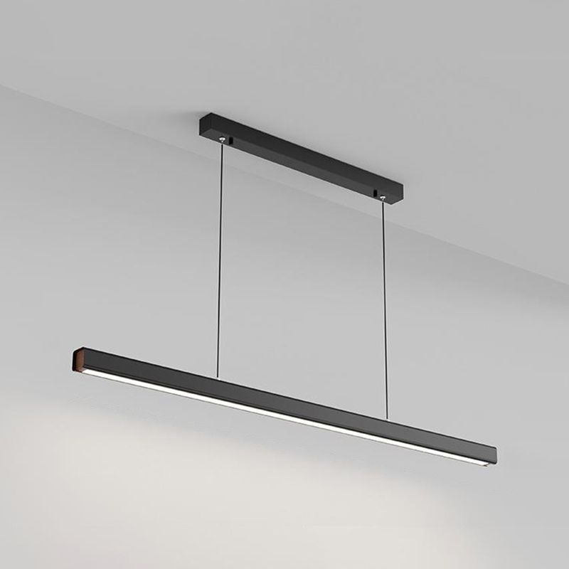 Modern Line Shape Chandelier Lighting Fixtures Metal Hanging Lamp Kit in Black