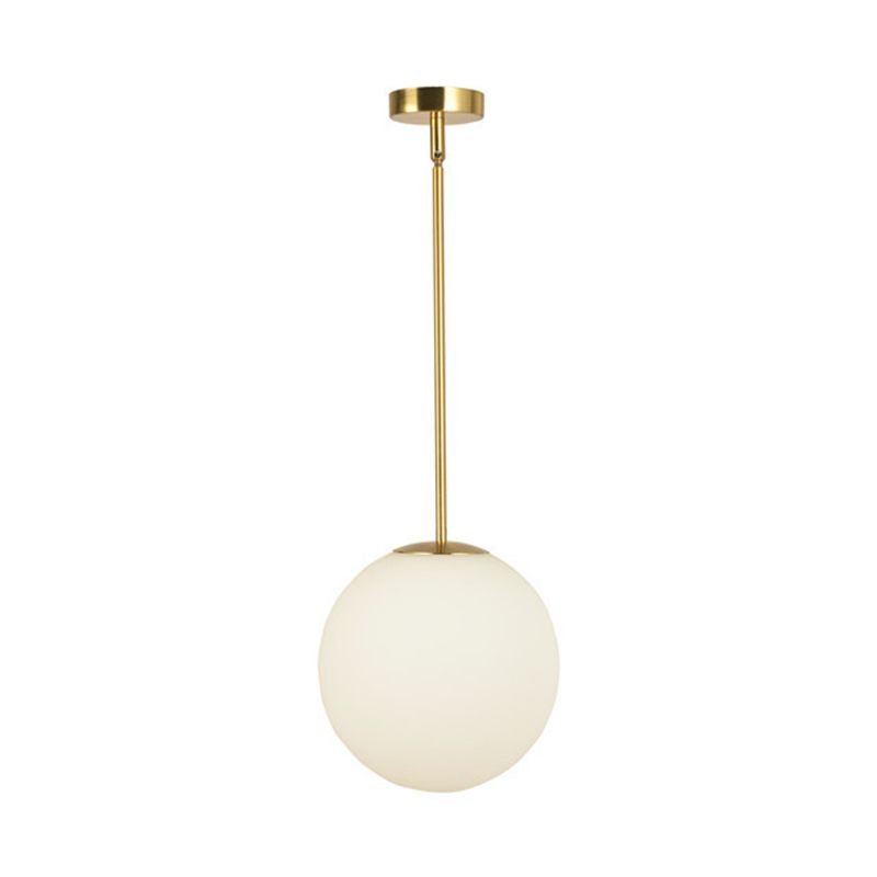 1-licht witte glasbol hanglamp gouden moderne stijl hangende verlichting met 43,3 "gesuspendeerde paal