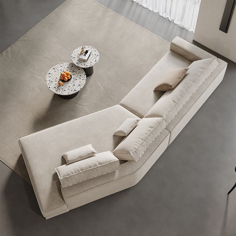 Contemporary Glam Sloped Arm Sofa with Pillows Genuine Leather Sofa in Gray