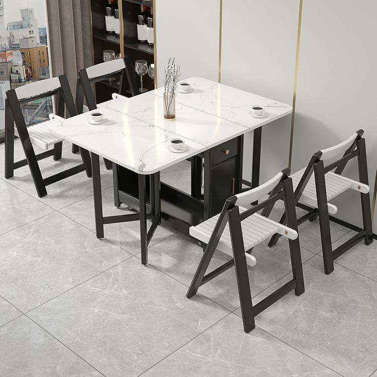 Rectangle Dining Table Stone Drop Leaf Folding for Dining Room
