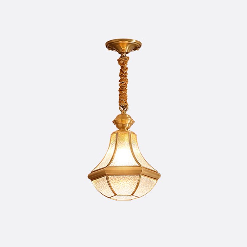 Beveled Dinning Room Pendant Lighting Fixture Glass Classic Style Hanging Ceiling Light in Brass