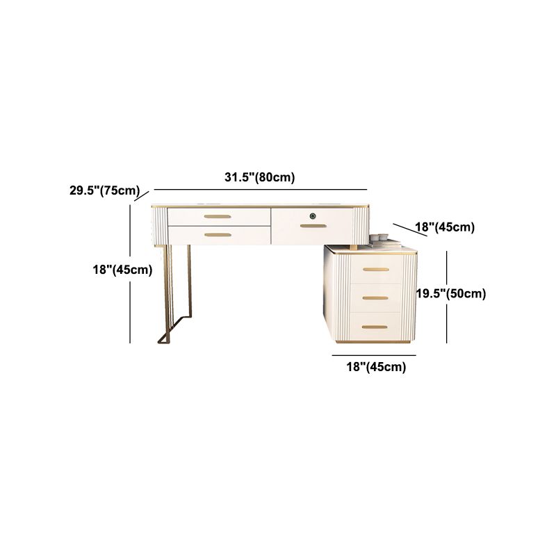 Glam Wood Make-up Vanity Slate Top Vanity Dressing Table with Drawer