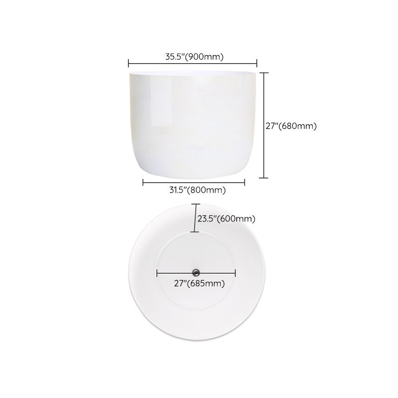 Round Soaking Bathtub Antique Finish Acrylic Freestanding Bath Tub