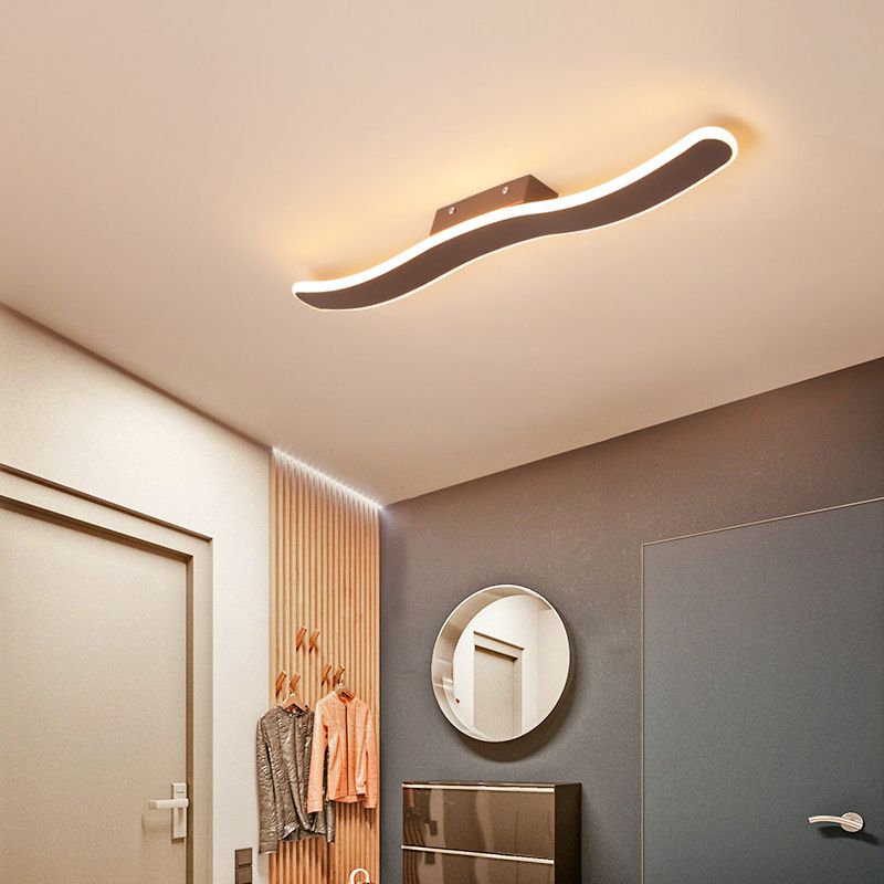 Wave Metal Semi Flush Mount Lighting Minimalist LED Coffee Semi Flush Ceiling Light