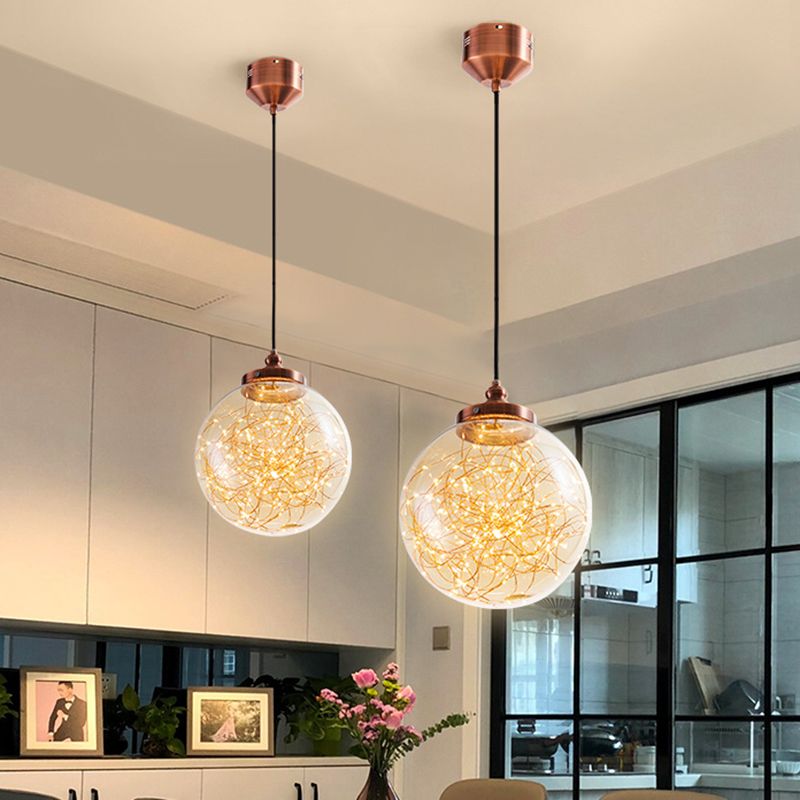 Glass Starry Ceiling Pendant Light Minimalist Style LED Pendant Lighting Fixture