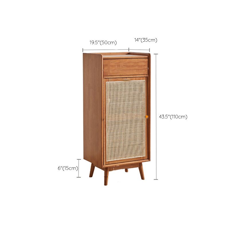 Mid-Century Modern Rectangle Storage Cabinet Natural Finish Accent Cabinet