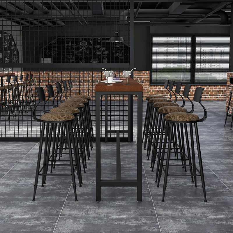 Industrial Rectangle Bar Table Solid Wood Bar Dining Table with Trestle Base