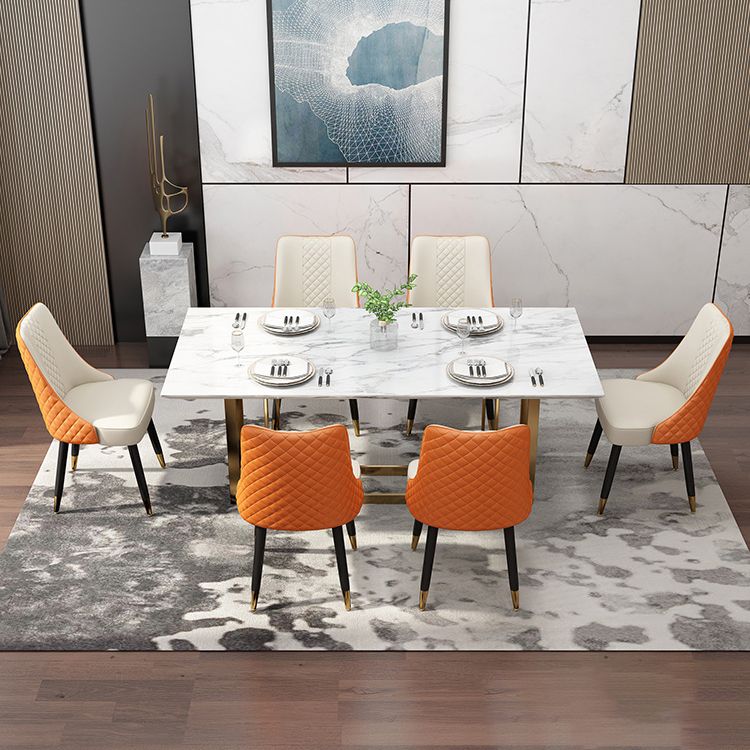 Scandinavian Style Leather Dining Armless Chairs Parsons Upholstered Chair (Set of 4)