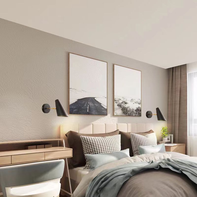 Single Black Modernism Wall Mounted Sconce Iron Wall Light Bedroom