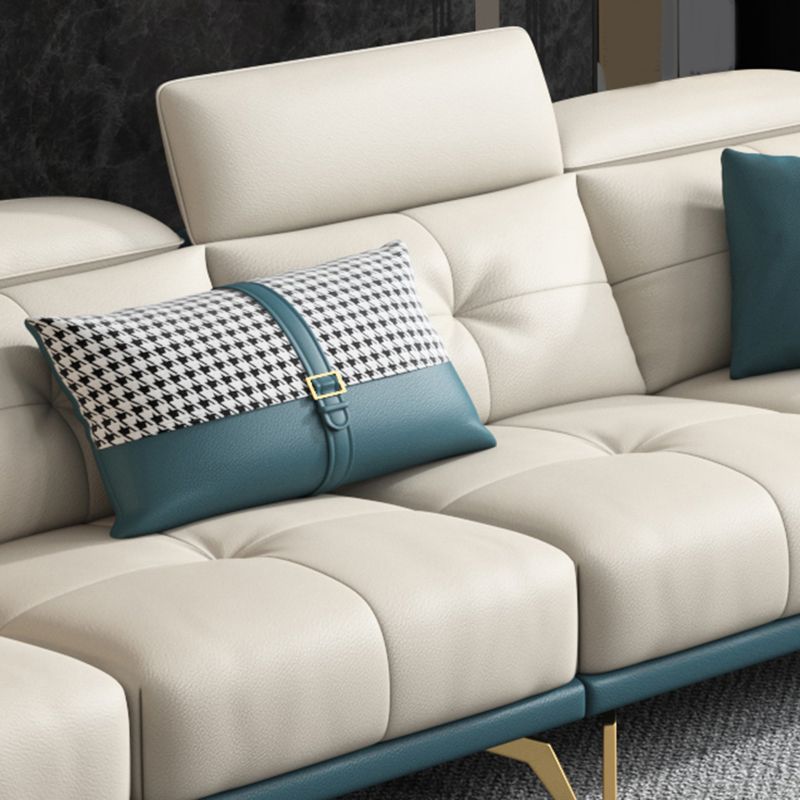 Tuxedo Arm Sectional Sofa 35.43"High Genuine Leather Tufted Split-Back Sofa