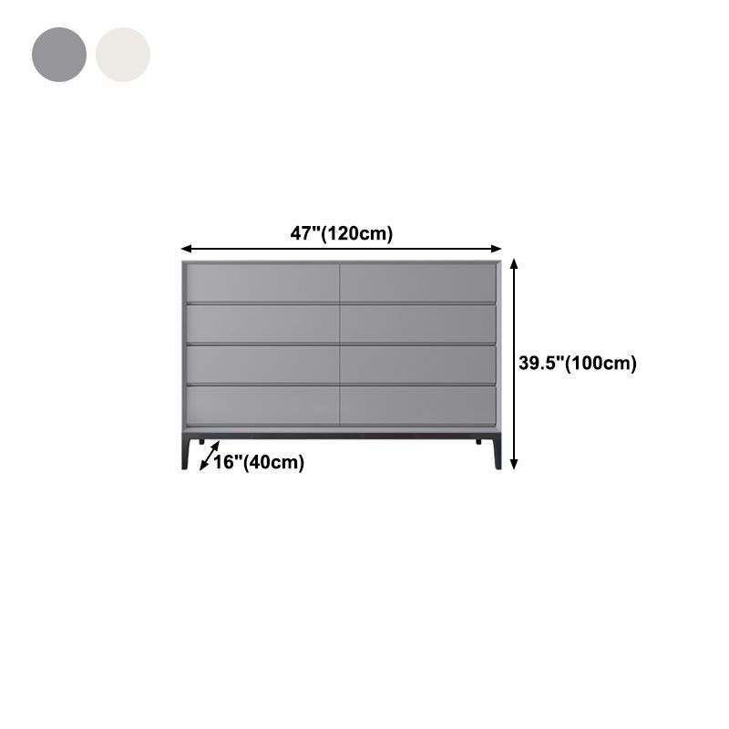 Stone and Steel Dining Server Modern 8 Drawers Buffet for Living Room