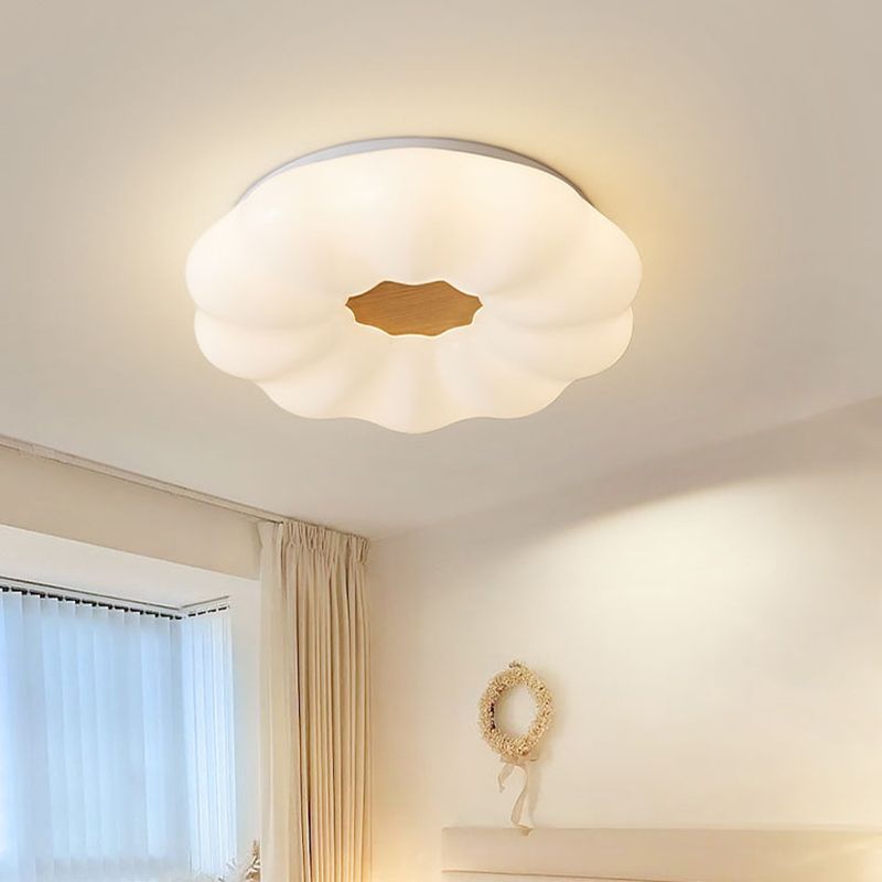 LED Ceiling Light Wooden Ceiling Mount Light with Acrylic Shade for Living Room