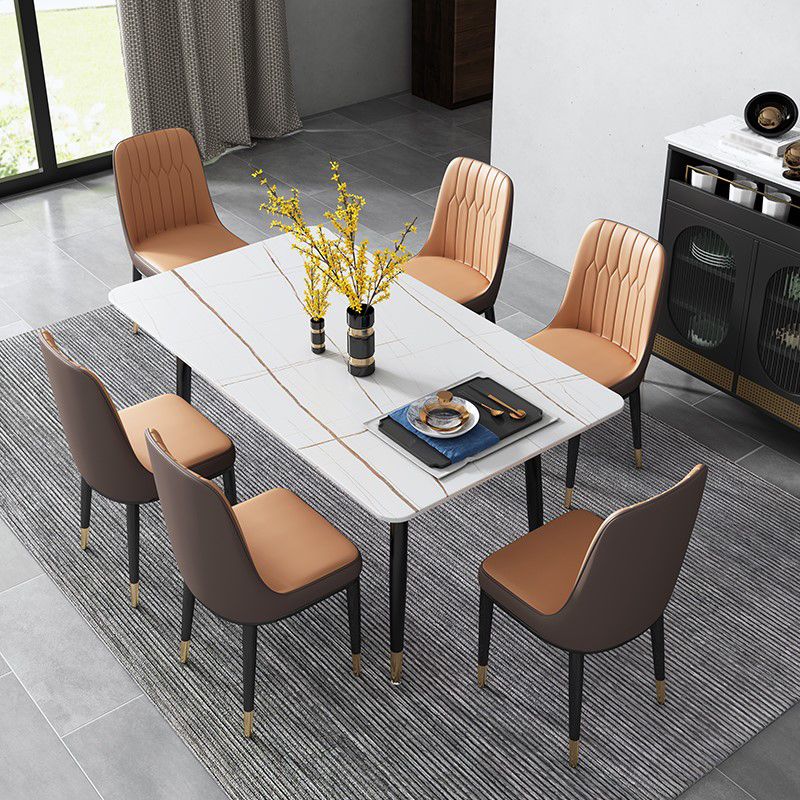 Glam Rectangle Dinette Set 1/2/5/7 Pieces Dining Table Set with Sintered Stone Top