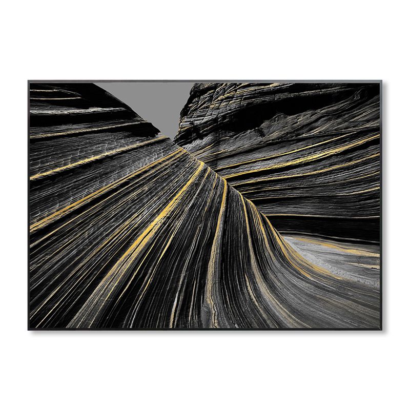 Photographic Print Modern Canvas Art with Close-Up Mountain Ridge Scenery, Dark Color