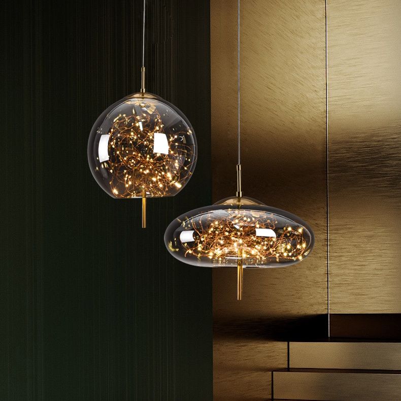 Geometric Shape Glass Hanging Light Modern Style 1 Light Hanging Light Fixtures