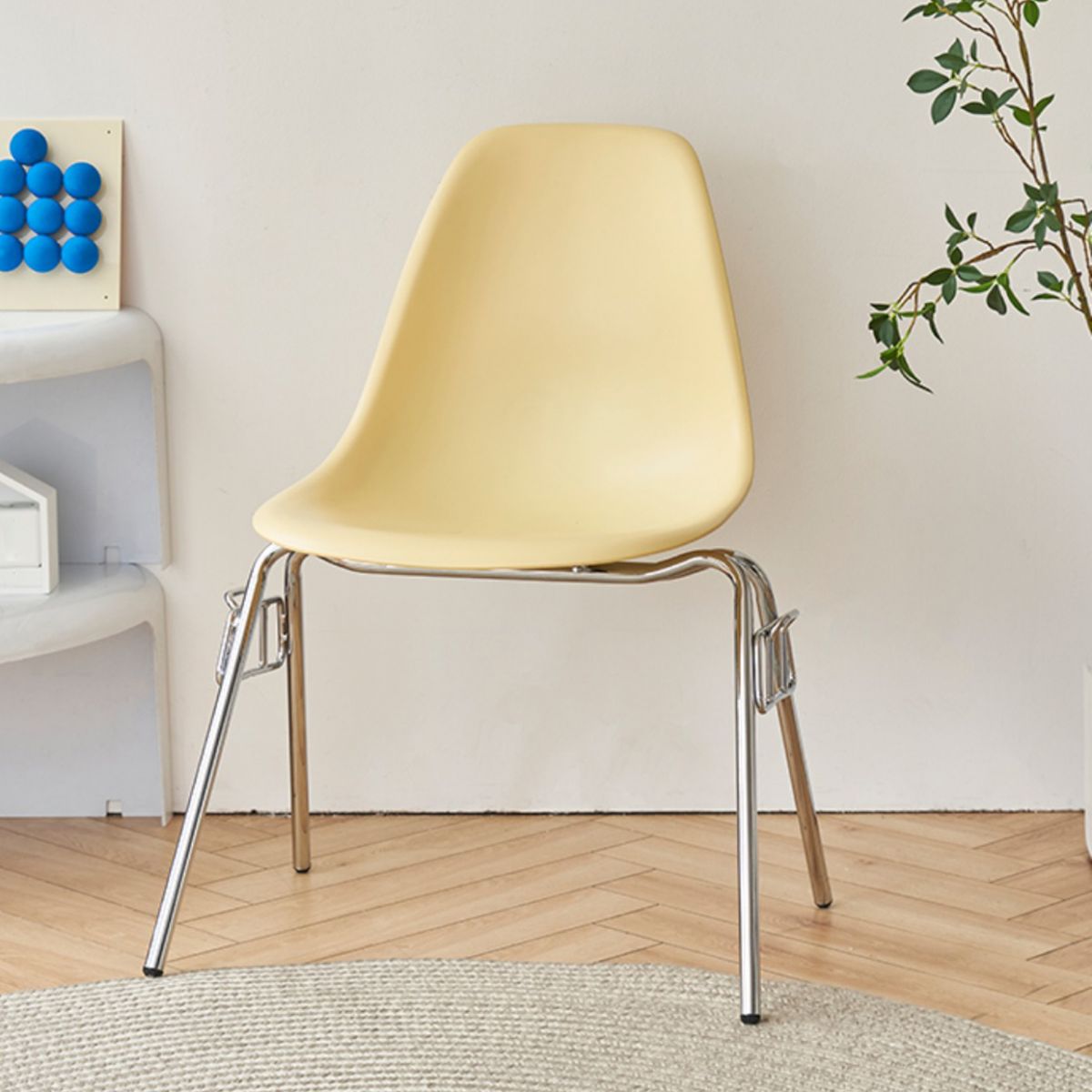 Modern Design Armless Solid Back Chair Plastic Stacking Side Chairs