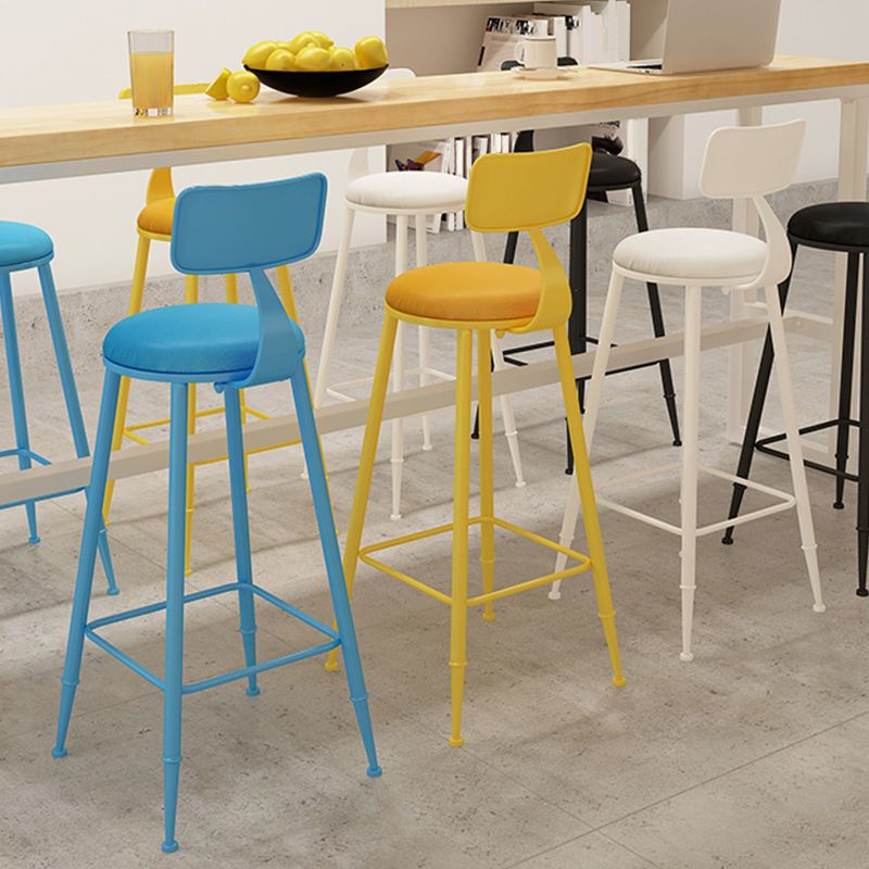 Industrial Dessert Shop Low Back Stool Matte Finish Upholstered Bar Stools