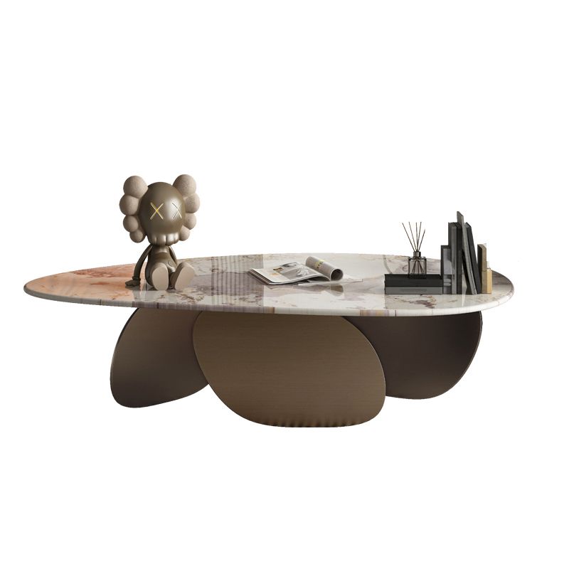 13.7"H 3 Legs Aged Metal Base White Slate Irregular Coffee Table