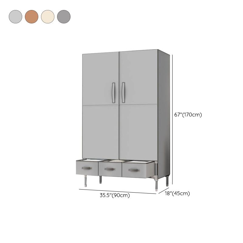 Hinged Wardrobe Cabinet with Garment Rod Steel Wardrobe Armoire