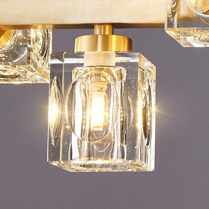 Contemporary Golden Kitchen Island Lighting 7/9/11/13/15-Light Crystal Ceiling Light
