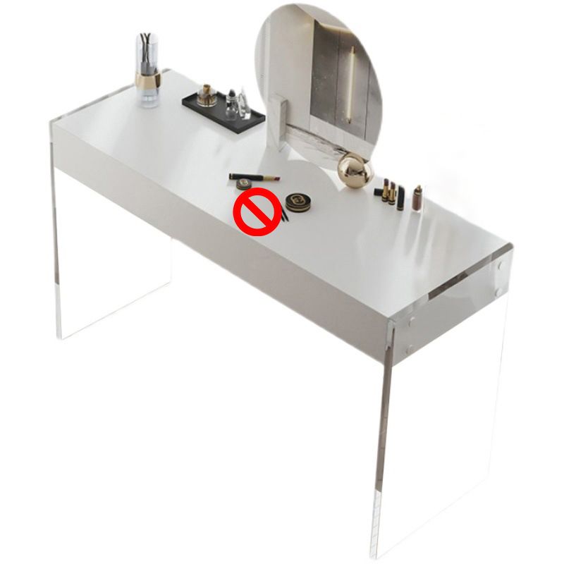 White Slate Top Make-up Vanity with Drawer for Bedroom 29.5"