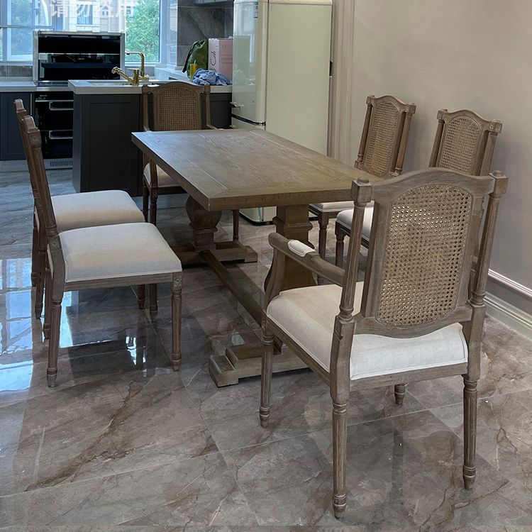 Style campagnard en bois massif dinant des chaises Matte Finish Canne Back dinant des chaises