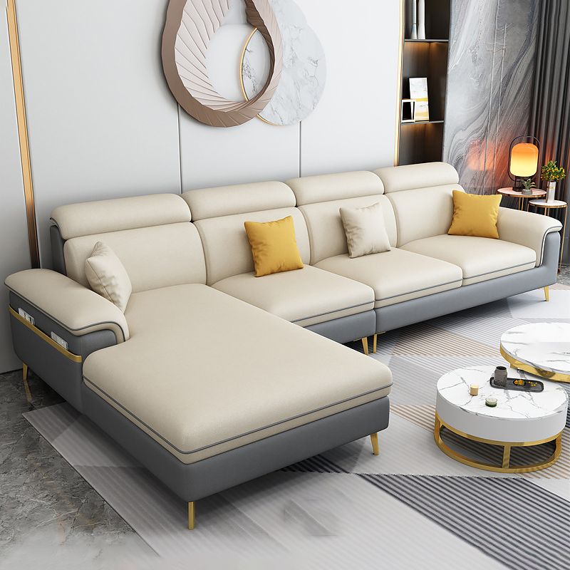 125.98" L Faux Leather Sectional Stain-Resistant Pillow Top Arm Sofa