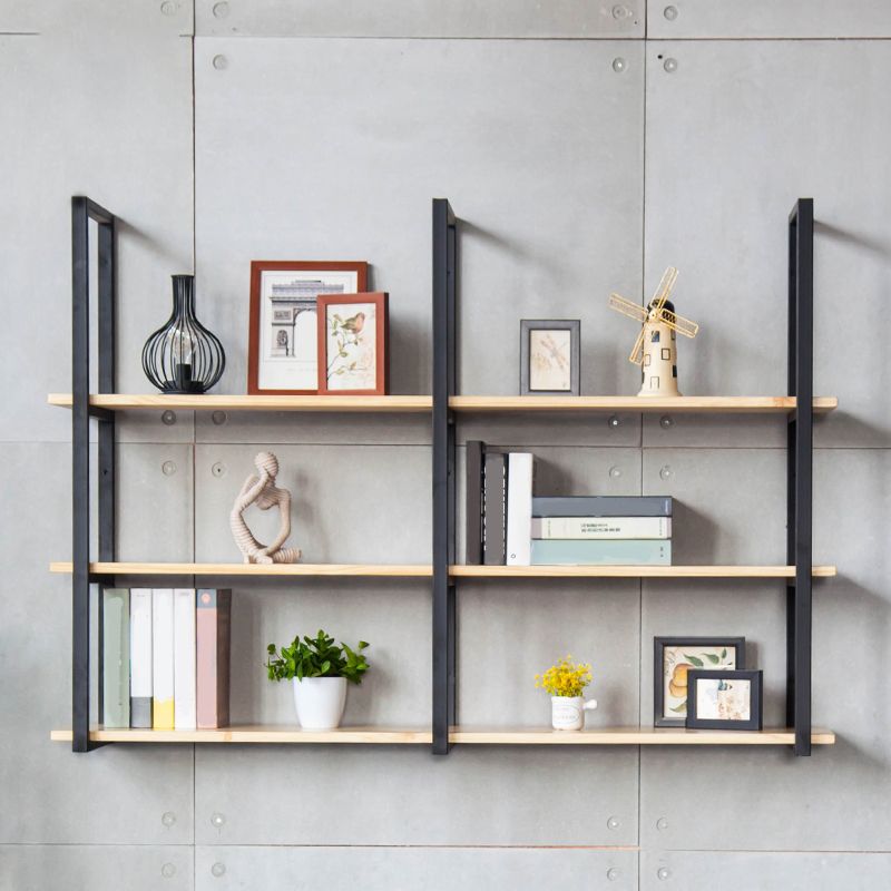 Wall Mounted Bookcase Modern Wooden Close Back Bookshelf with Shelves