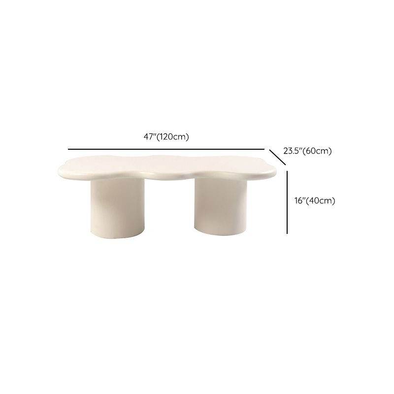 Scandinavian Free Form Coffee Table with Wooden Base in Beige