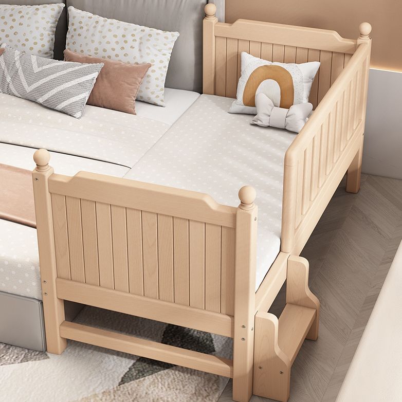 Farmhouse Beech Nursery Bed Solid Wood Baby Crib with Guardrails