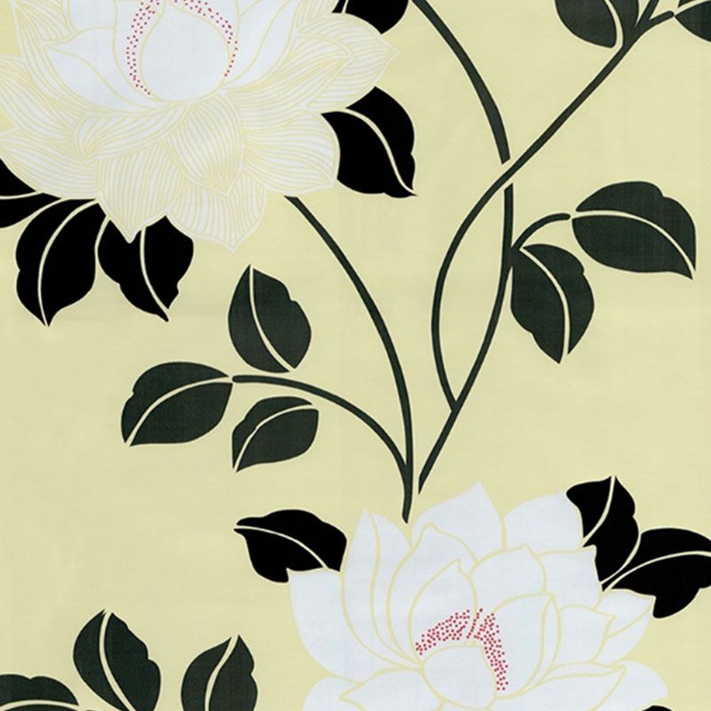 Countryside Wallpaper Roll for Accent Wall, Removable Wall Covering in Black and Yellow