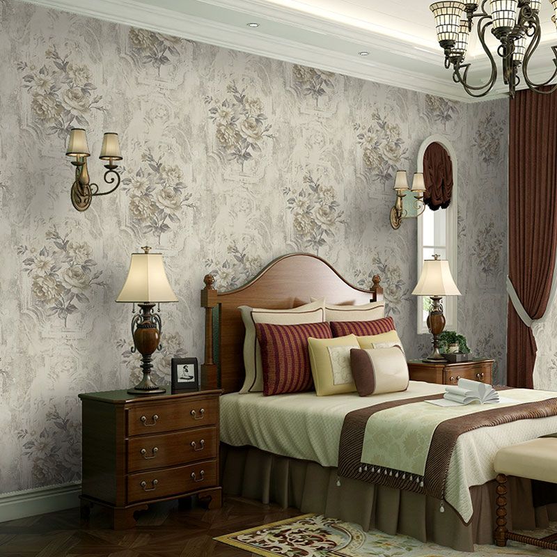 Elegant Blossoming Rose Wall Art for Living Room Nostalgic Wallpaper Roll, 33 ft. x 20.5 in