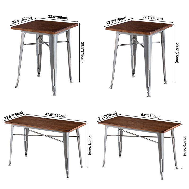 Mesa de comedor de madera maciza de estilo industrial Mesa de comedor con base de metal para comedor