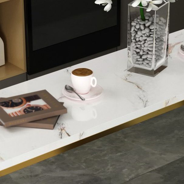 Table à manger en marbre et bar en bois avec table rectangle Table à chevalets en haut - 41,3 "H