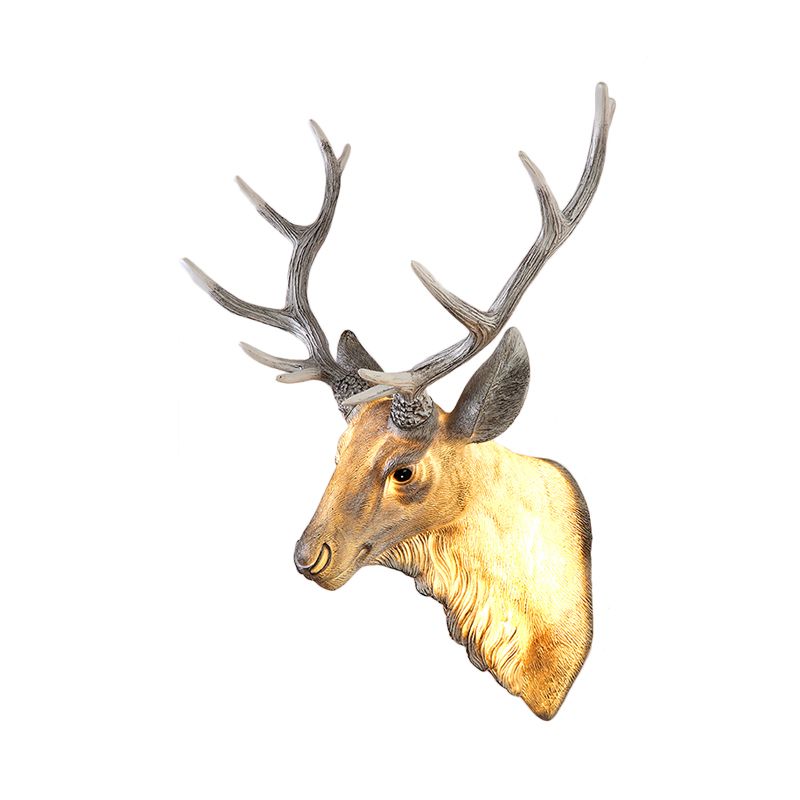 Grey/White/Brown 1 Light Sconce Lamp Traditional Style Resin Deer Shaped Wall Lighting Fixture for Bedroom